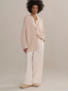 Jenni Kayne Cocoon Cashmere Cardigan in Oatmeal Oversized Size Small